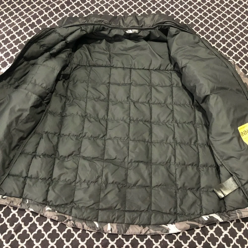 North Face Boy Camo Black White Puffer Thermoball ECO Jacket Zip Large 14/16 AB1